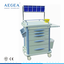 AG-AT007B3 Luxurious ABS anaesthetic hospital medical emergency cart trolley